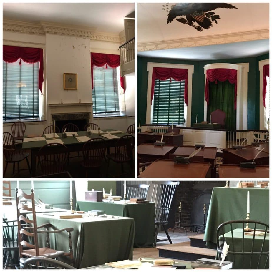 www,redneckrhapsody.com Interior pictures of Independence Hall - Original chairs and desk that were used by the founding father's of our nation