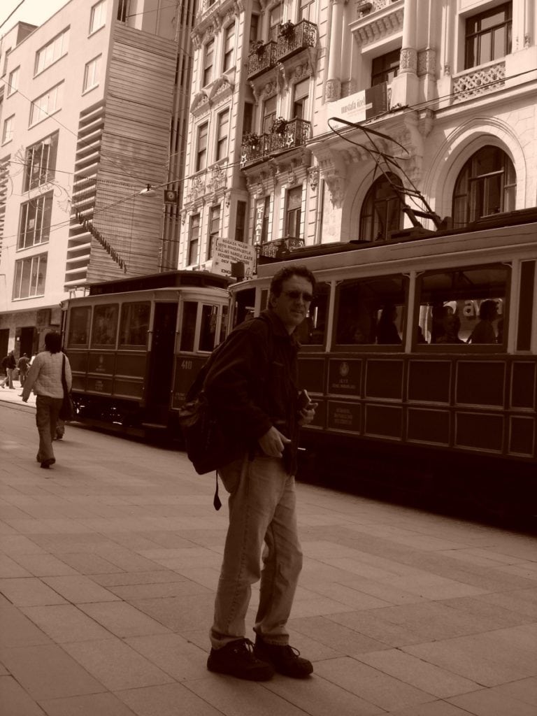 www.redneckrhapsody.com Kevin with a street car in Istanbul, on the European side.
