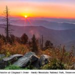 www.redneckrhapsody.com Sunrise @ Clingman's Dome in the Smoky National Park, TN Gorgeous shades of bright orange fading up to hues of peach over a scene of trees in the fall and mountains.
