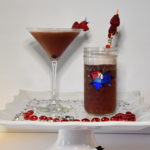 Delish cocktails on a platter, one martini glass and other in a mason jar - Southern French Martini