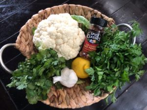 grill ideas that is cool life less fat: Bowl of cauliflower herbs and spices.