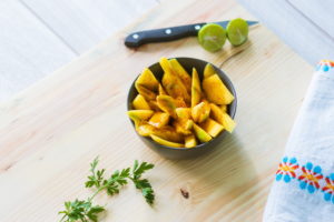 Mango chopped with lime & cilantro for terrific tropical salsa recipe
