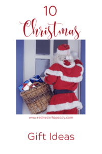 Santa with gift basket at door