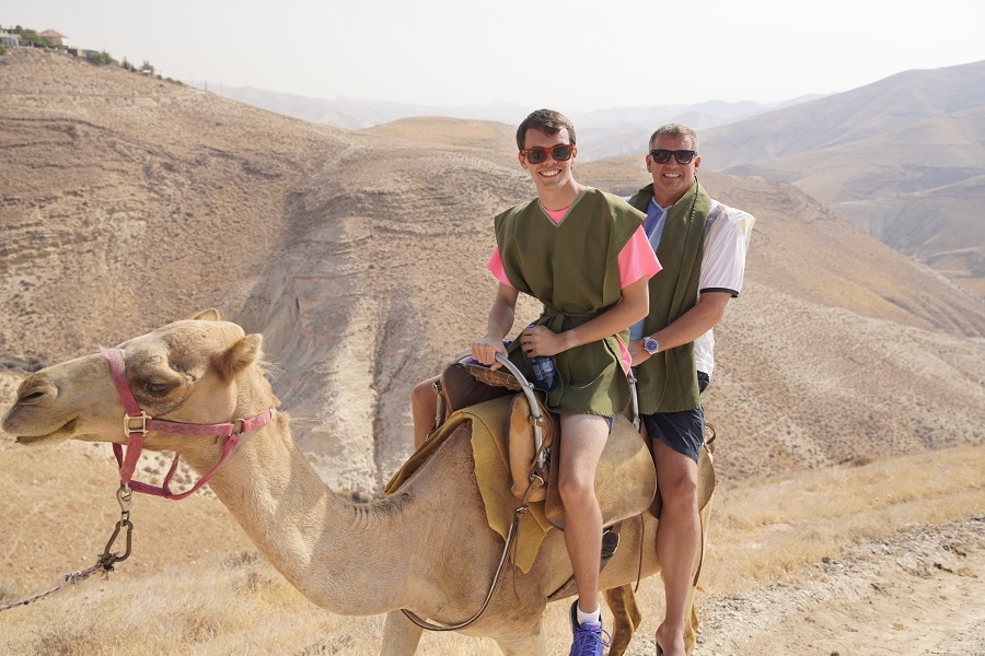 Wayne & Noah camel riding in Israel
