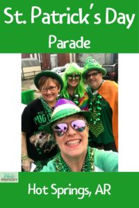 Pin 2 Fun crew of people on float for St. Patrick's Day parade.