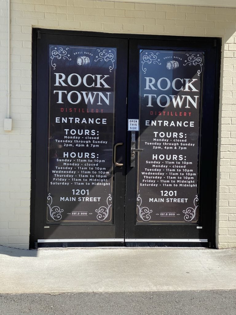 Rock Town Distillery front door entrance.
