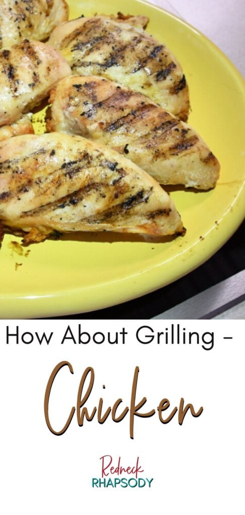 Grilled chicken on platter - Pin 1