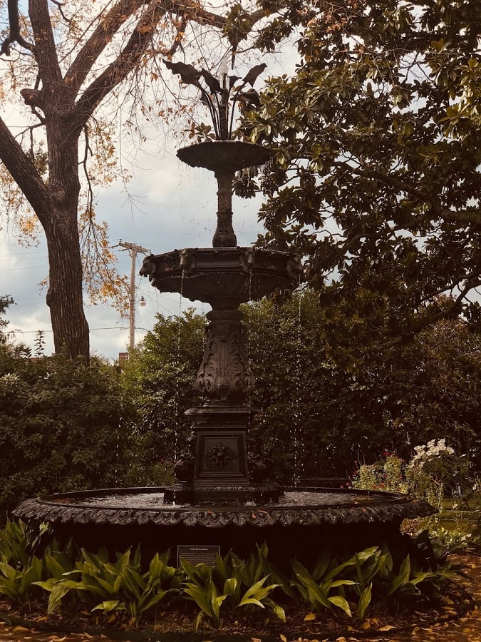 Fountain in the center of Mt. Holly Cemetery in Little Rock, AR.