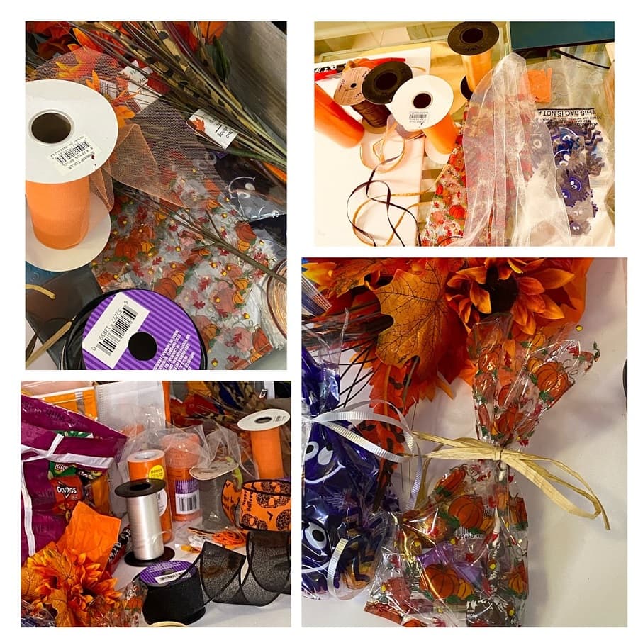 All the items need to decorate and prepare your Halloween DIY Social Safety over the door shoe bag.