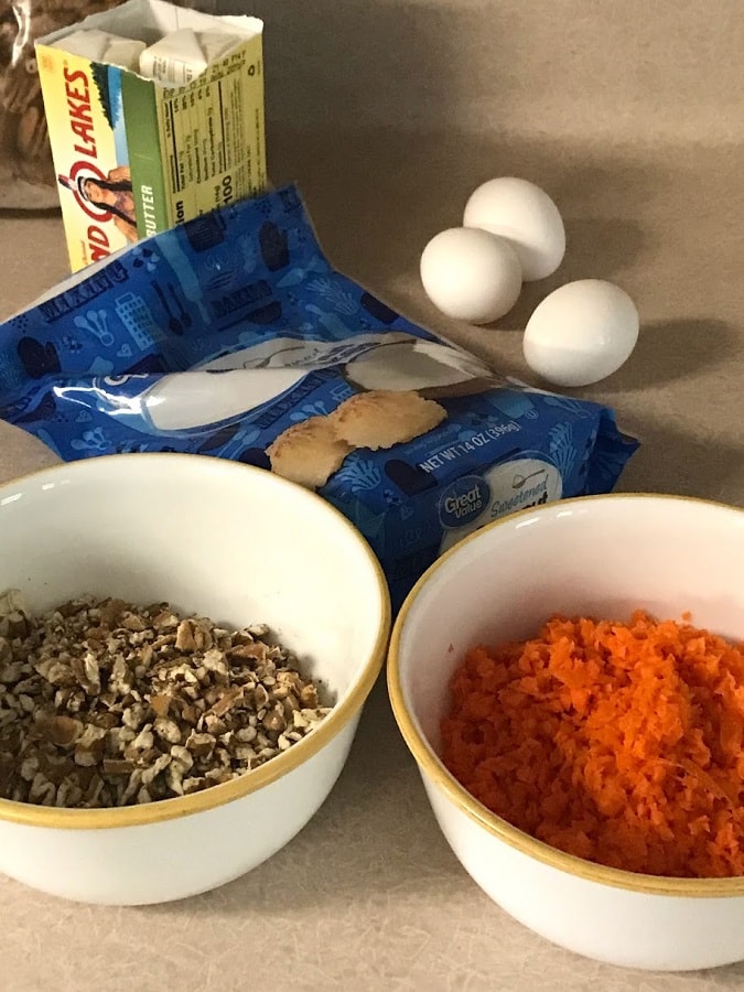 Partial ingredients for the carrot cake.