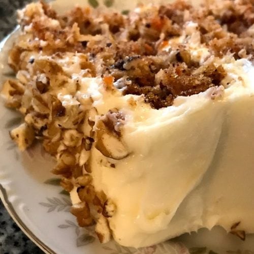 Nice delicious slice of the best carrot cake ever.