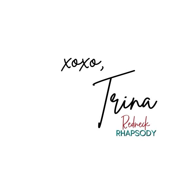 xoxo - Trinas signature and redneck rhapsody logo.