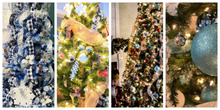 4 beautiful trees all decorated for Christmas 2020 blog hop!