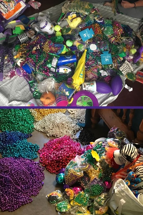 Mardi Gras haul from the long weekend of parades, 2017 and 2019.