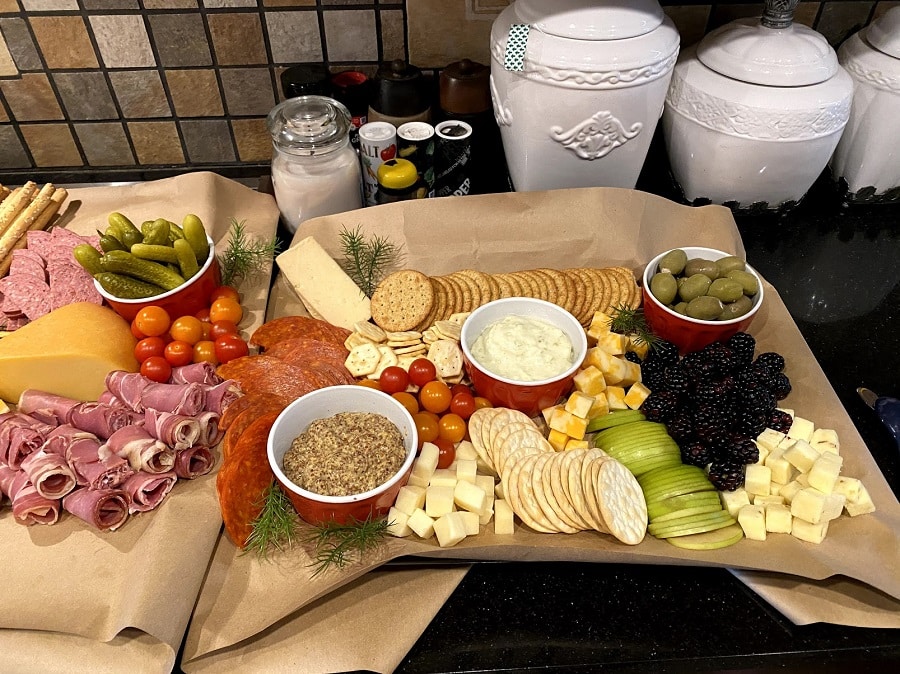 Number 3 of the 3 trays of how to make a charcuterie board.