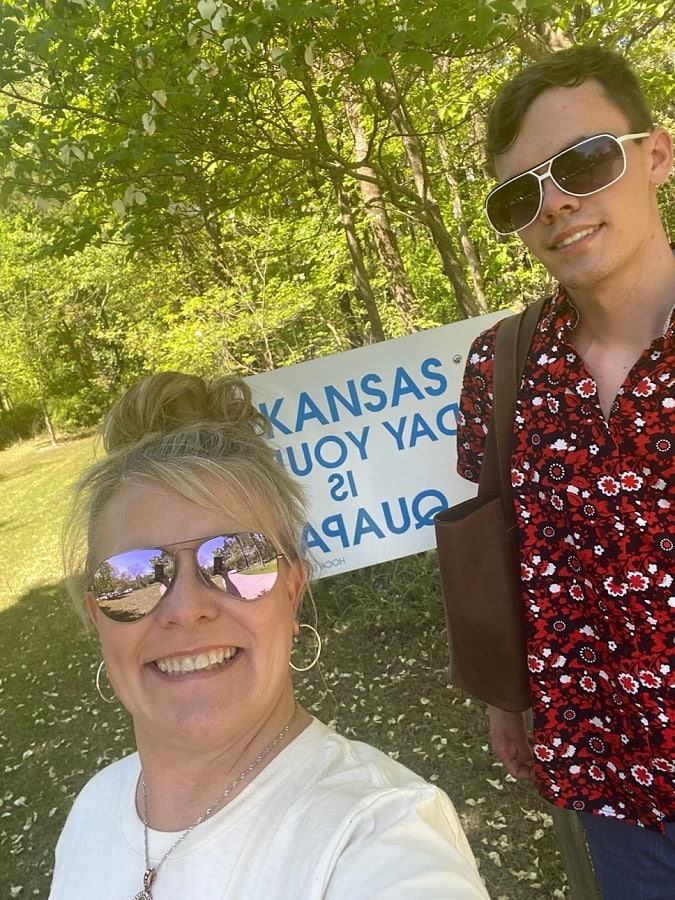 Noah and Trina walking trail in North West, Arkansas.